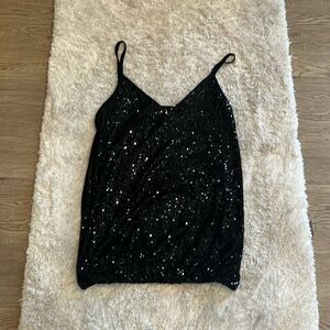 NWOT Black  sequin camisole top.  Size XS.